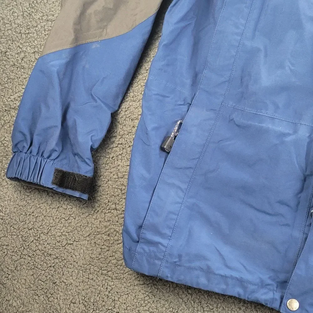 North Face Hyvent Jacket Blue Gray Mens Medium Winter Coat Hoodie Full Zip Nylon